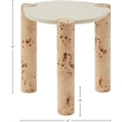Pemberly Row Contemporary Burl Wood and White Resin End Table