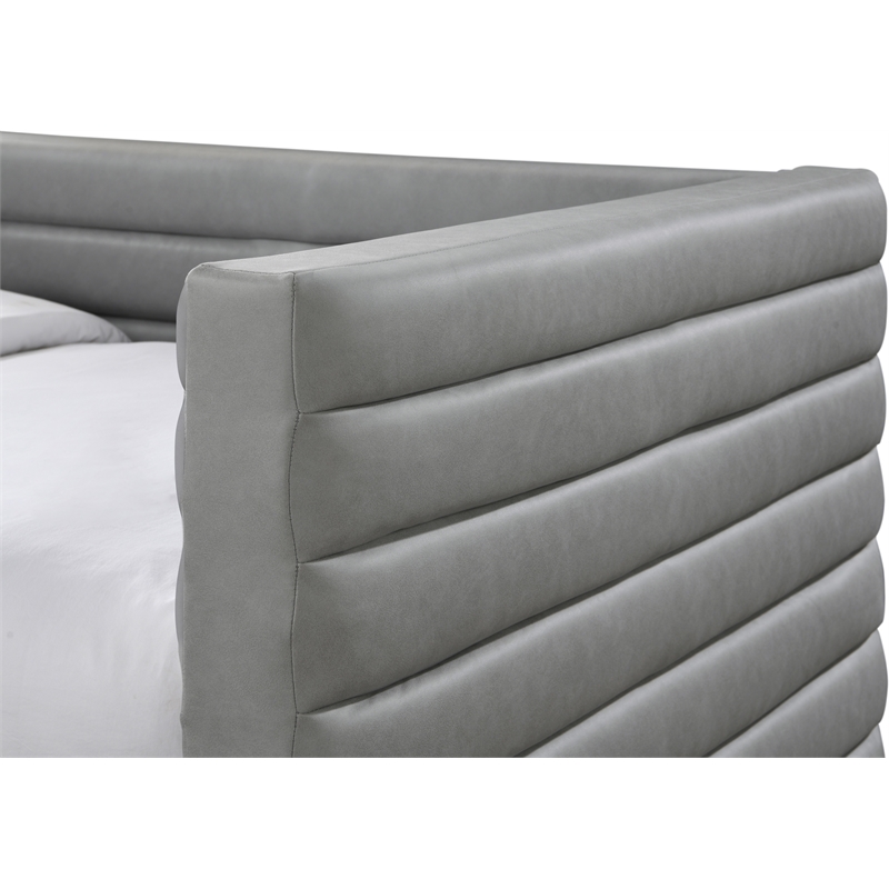 Pemberly Row Contemporary Soft Gray Vegan Leather Twin Daybed