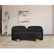 Pemberly Row Contemporary Soft Black Chenille Fabric Loveseat