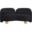 Pemberly Row Contemporary Soft Black Chenille Fabric Loveseat