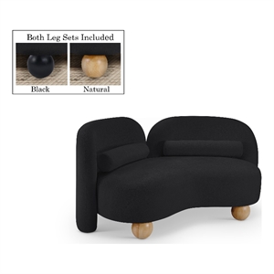 Pemberly Row Contemporary Soft Black Chenille Fabric Loveseat