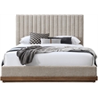 Pemberly Row Contemporary Soft Beige Chenille Fabric King Bed