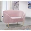 Pemberly Row Contemporary Velvet Accent Chair in Pink and Gold