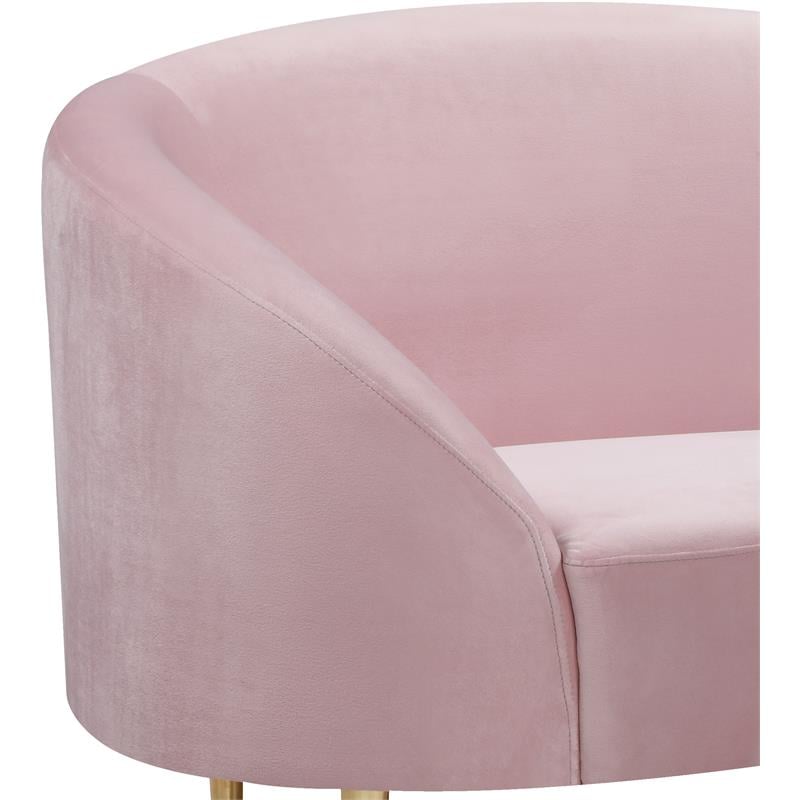 Pemberly Row Contemporary Velvet Accent Chair in Pink and Gold