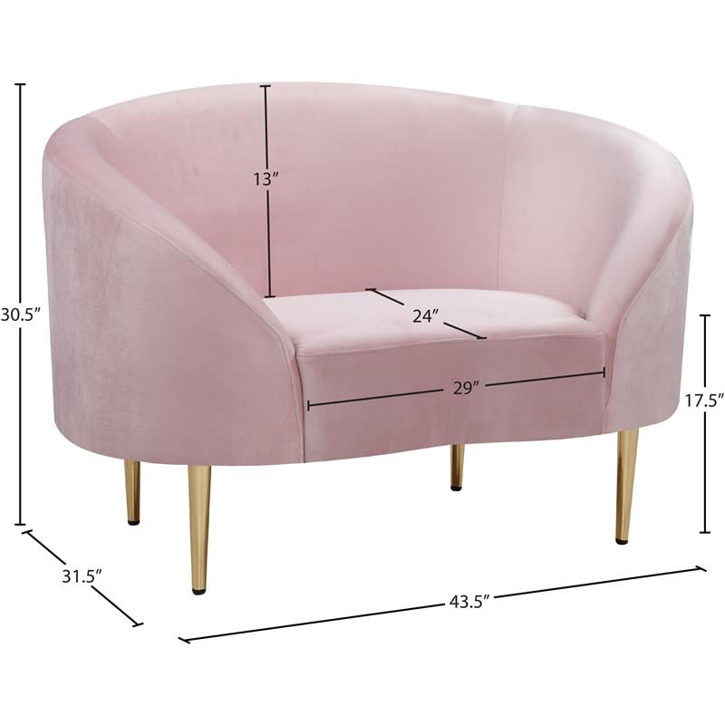 Pemberly Row Contemporary Velvet Accent Chair in Pink and Gold