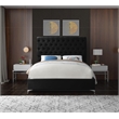Pemberly Row Modern Solid Wood Tufted Velvet King Bed in Black