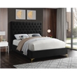 Pemberly Row Modern Solid Wood Tufted Velvet King Bed in Black