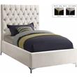 Pemberly Row Modern Solid Wood Tufted Velvet Twin Bed in Cream
