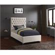 Pemberly Row Modern Solid Wood Tufted Velvet Twin Bed in Cream