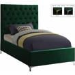 Pemberly Row Modern Solid Wood Tufted Velvet Twin Bed in Green