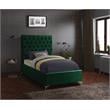 Pemberly Row Modern Solid Wood Tufted Velvet Twin Bed in Green