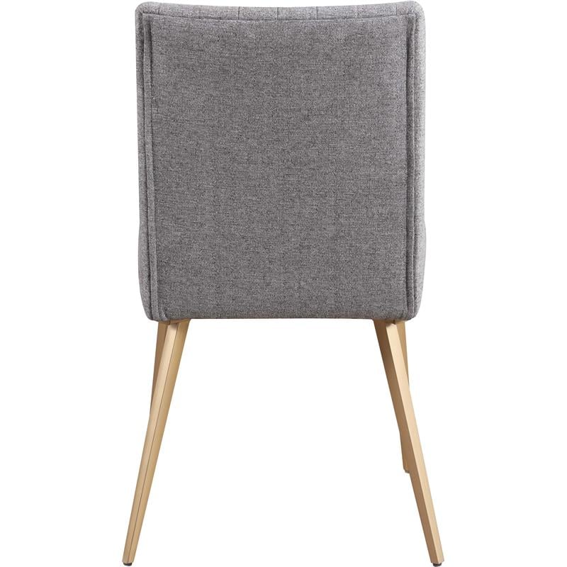 Pemberly Row Gray Linen Dining Chair with Gold Legs (Set of 2)