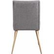 Pemberly Row Gray Linen Dining Chair with Gold Legs (Set of 2)