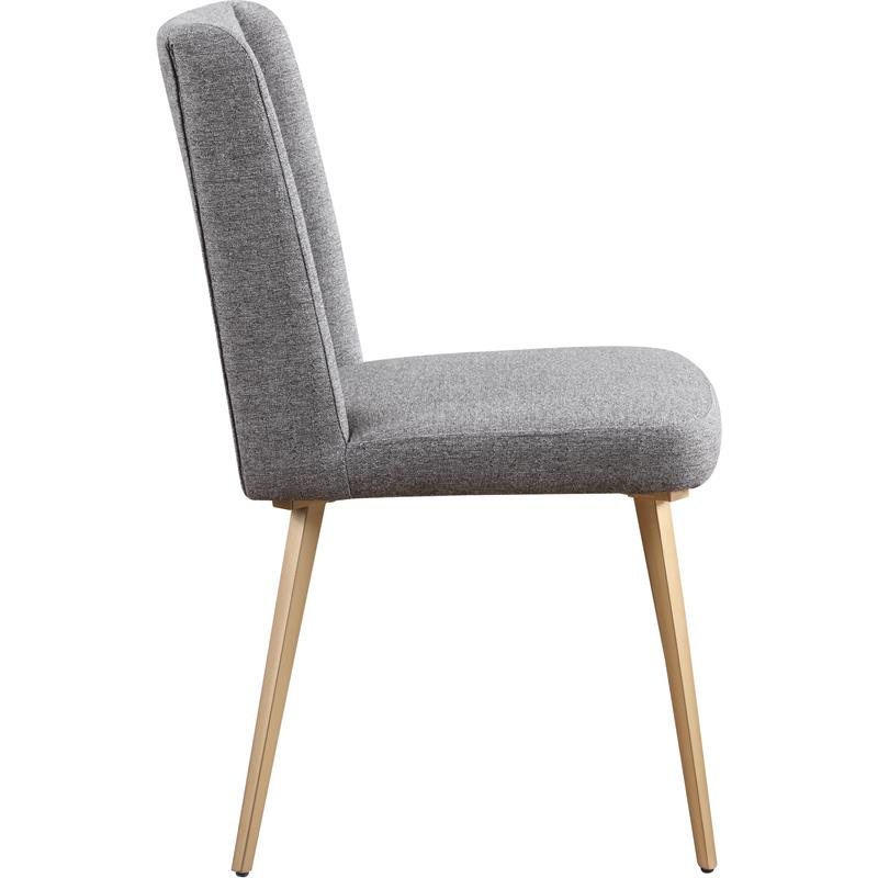 Pemberly Row Gray Linen Dining Chair with Gold Legs (Set of 2)