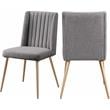 Pemberly Row Gray Linen Dining Chair with Gold Legs (Set of 2)