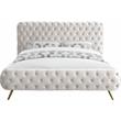 Pemberly Row Modern Solid Wood Tufted Velvet King Bed in Cream