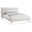 Pemberly Row Modern Solid Wood Tufted Velvet King Bed in Cream
