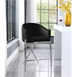 Pemberly Row Black Velvet Counter Stool with Chrome Metal Legs