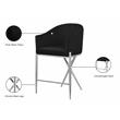 Pemberly Row Black Velvet Counter Stool with Chrome Metal Legs