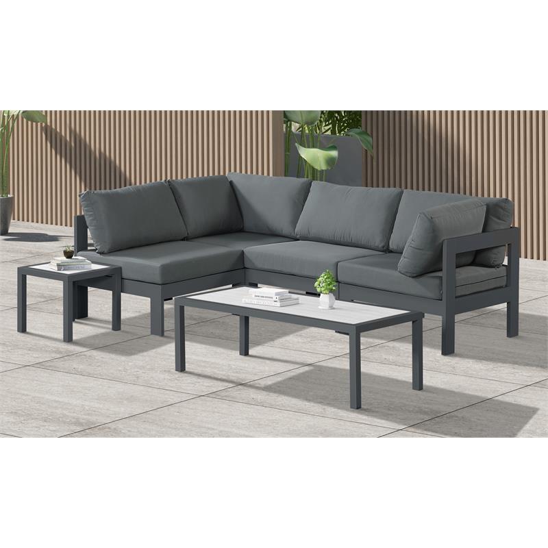 Pemberly Row Contemporary Gray Outdoor Patio Modular Sectional