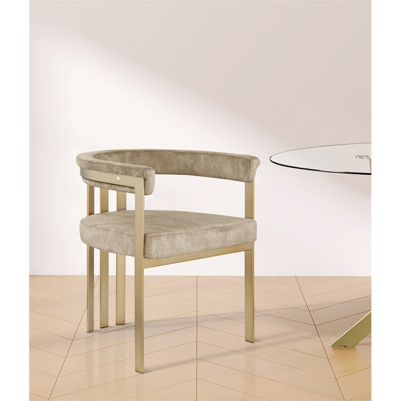 Pemberly Row Contemporary Beige Velvet Dining Chair (Set of 2)
