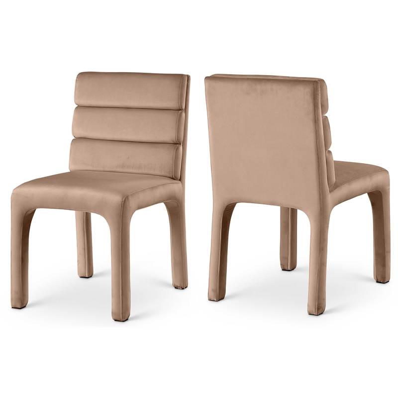 Pemberly Row Contemporary Beige Velvet Dining Chair (Set of 2)