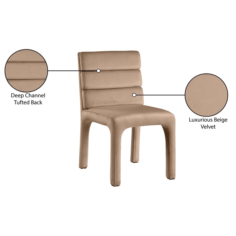 Pemberly Row Contemporary Beige Velvet Dining Chair (Set of 2)