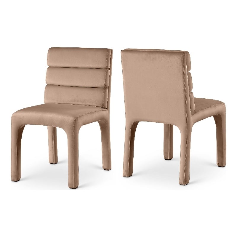 Pemberly Row Contemporary Beige Velvet Dining Chair (Set of 2)