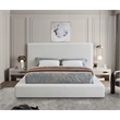 Pemberly Row Contemporary Cream Linen Textured Fabric King Bed