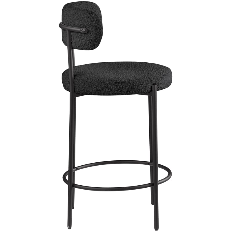 Pemberly Row Contemporary Black Boucle Fabric Stool (Set of 2)