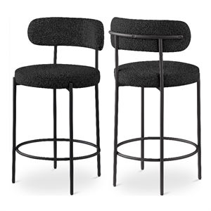 Pemberly Row Contemporary Black Boucle Fabric Stool (Set of 2)