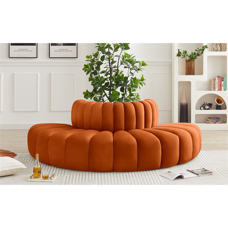 Pemberly Row Contemporary Soft Cognac Velvet Modular Sectional