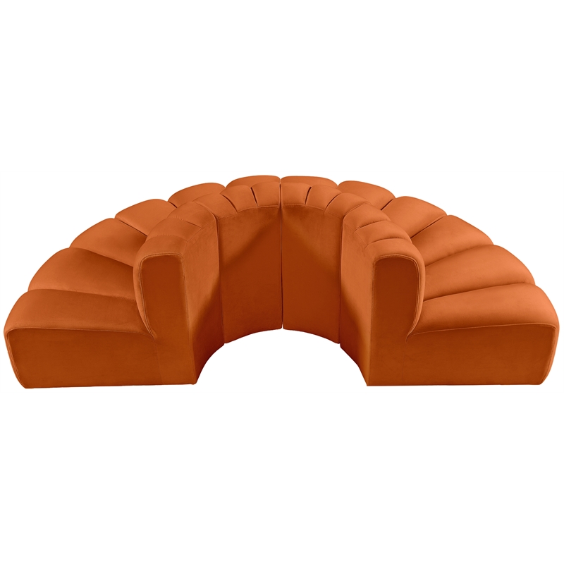 Pemberly Row Contemporary Soft Cognac Velvet Modular Sectional