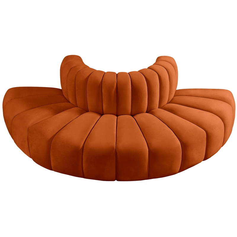 Pemberly Row Contemporary Soft Cognac Velvet Modular Sectional