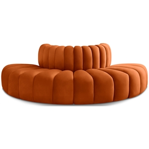 Pemberly Row Contemporary Soft Cognac Velvet Modular Sectional