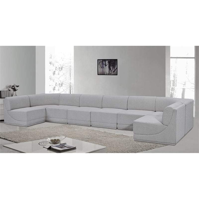Pemberly Row Contemporary Gray Boucle Fabric Modular Sectional