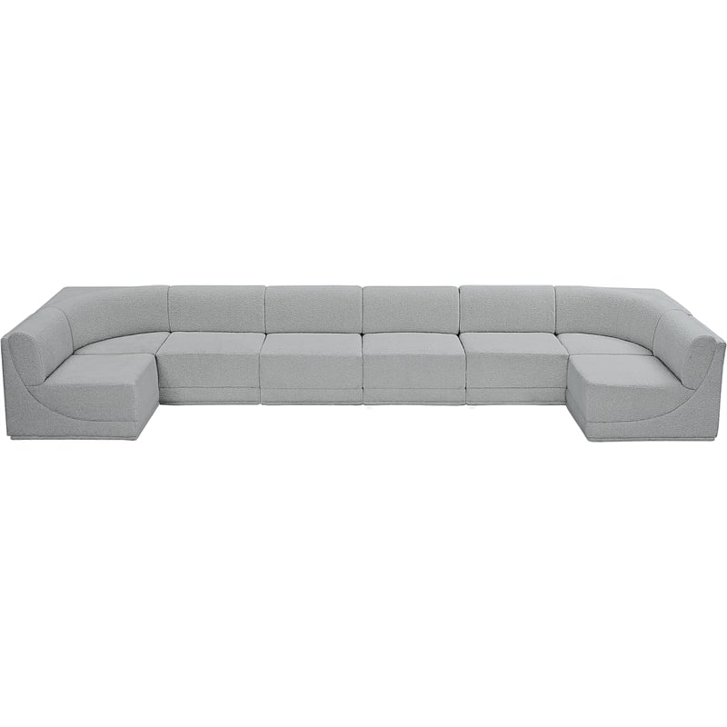 Pemberly Row Contemporary Gray Boucle Fabric Modular Sectional