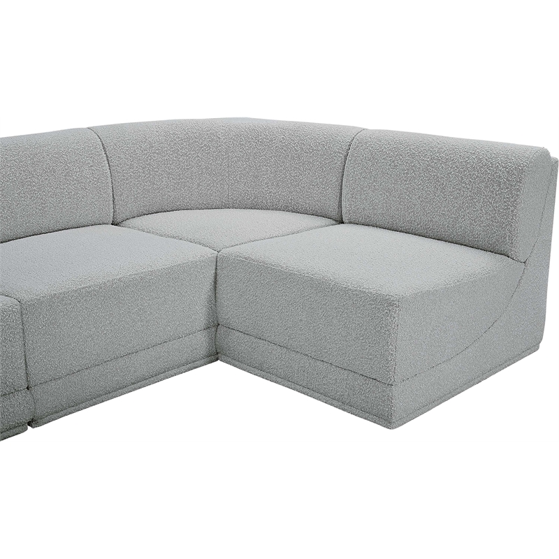 Pemberly Row Contemporary Gray Boucle Fabric Modular Sectional
