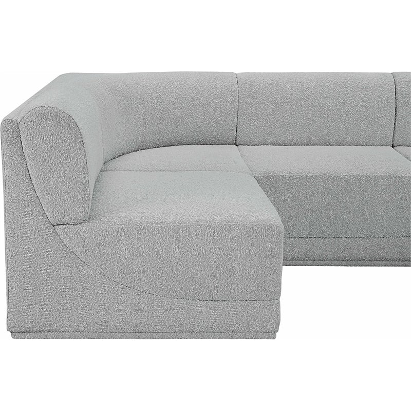 Pemberly Row Contemporary Gray Boucle Fabric Modular Sectional