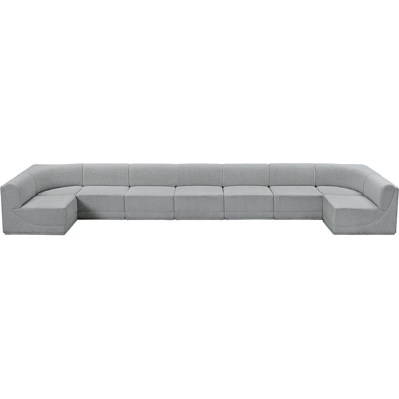 Pemberly Row Contemporary Gray Boucle Fabric Modular Sectional