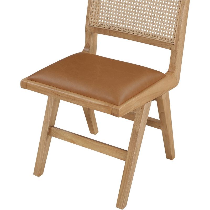 Pemberly Row Cognac Vegan Leather Dining Side Chair (Set of 2)