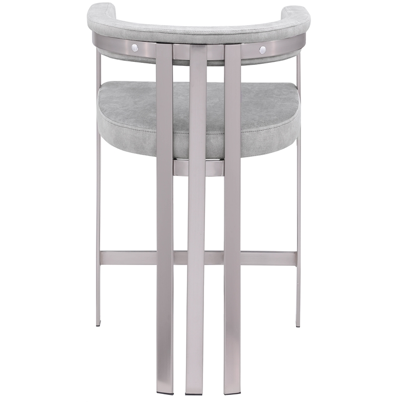 Pemberly Row Contemporary Gray Velvet Counter Stool (Set of 2)