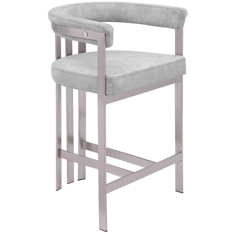 Pemberly Row Contemporary Gray Velvet Counter Stool (Set of 2)