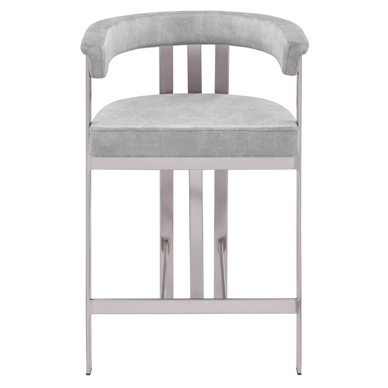 Pemberly Row Contemporary Gray Velvet Counter Stool (Set of 2)