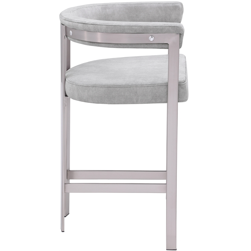 Pemberly Row Contemporary Gray Velvet Counter Stool (Set of 2)