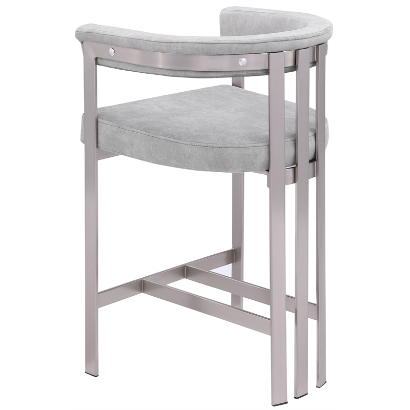 Pemberly Row Contemporary Gray Velvet Counter Stool (Set of 2)