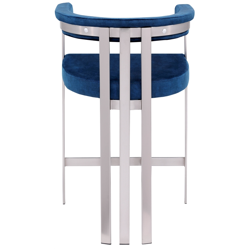 Pemberly Row Contemporary Navy Velvet Counter Stool (Set of 2)