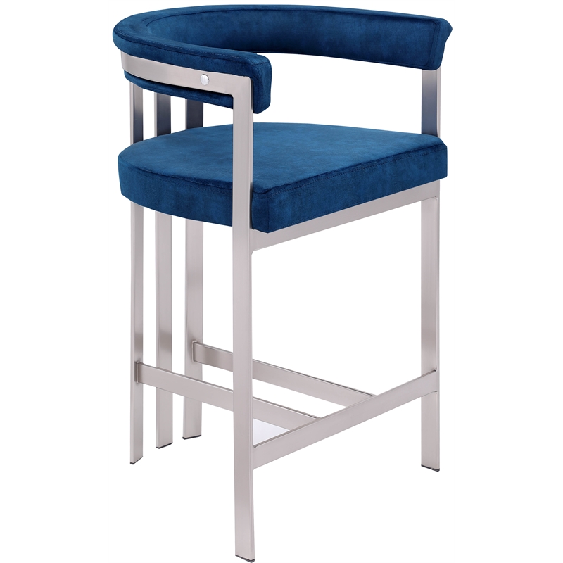 Pemberly Row Contemporary Navy Velvet Counter Stool (Set of 2)