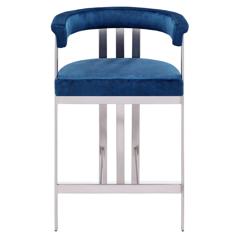 Pemberly Row Contemporary Navy Velvet Counter Stool (Set of 2)
