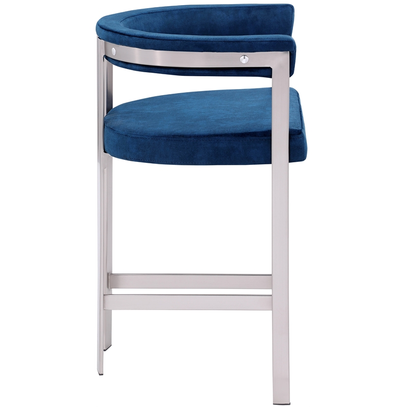 Pemberly Row Contemporary Navy Velvet Counter Stool (Set of 2)